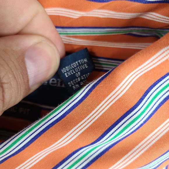 Ralph Lauren Shirt Men's XL Orange‎ Striped Classic Fit Button Down Casual - Picture 7 of 11